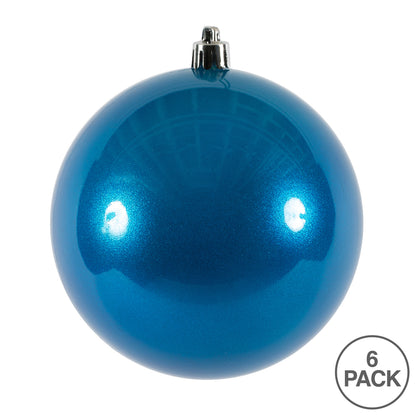 4" Shatterproof Ball Ornament - Blue - Candy - UV Treated - Bag of 6 — view 3