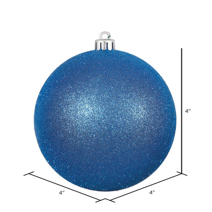 4" Shatterproof Ball Ornament - Blue - Glitter - Bag of 6 — view 2
