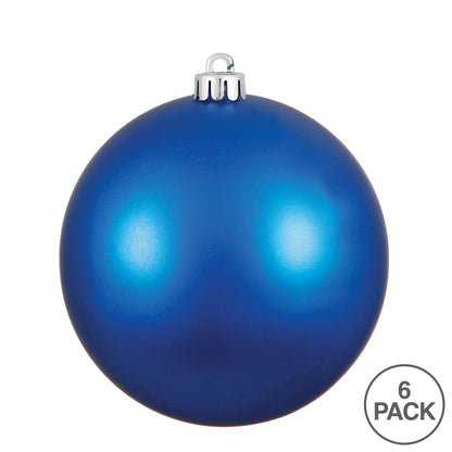 4" Shatterproof Ball Ornament - Blue - Matte - UV Treated - Bag of 6 — view 4