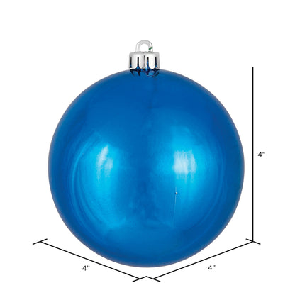 4" Shatterproof Ball Ornament - Blue - Shiny - UV Treated - Bag of 6 — view 3