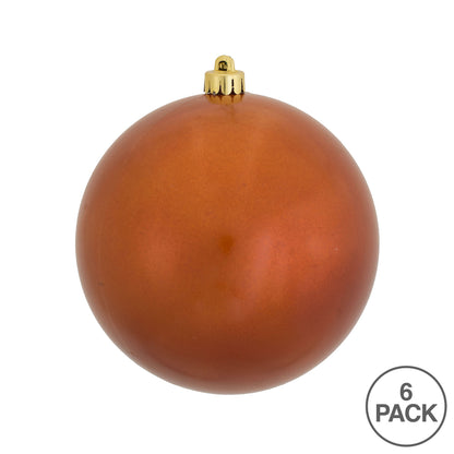 4" Shatterproof Ball Ornament - Burnished Orange - Candy - UV Treated - Bag of 6 — view 4