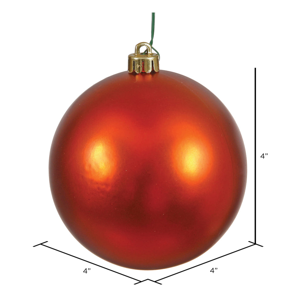 4" Shatterproof Ball Ornament - Burnished Orange - Matte - UV Treated - Bag of 6 — view 3