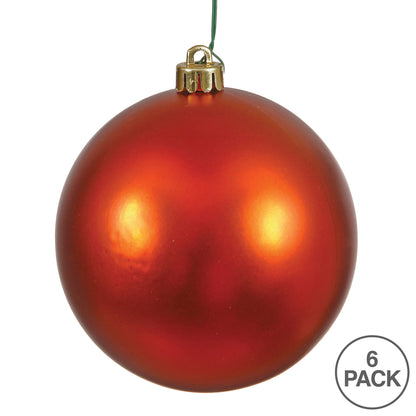 4" Shatterproof Ball Ornament - Burnished Orange - Matte - UV Treated - Bag of 6 — view 4