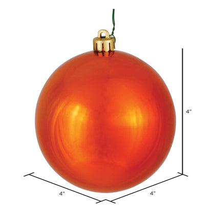 4" Shatterproof Ball Ornament - Burnished Orange - Shiny - UV Treated — view 3