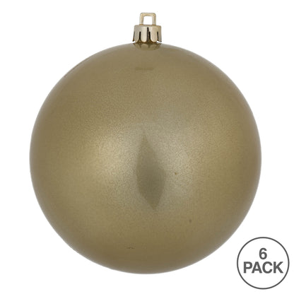 4" Shatterproof Ball Ornament - Champagne - Candy - UV Treated - Bag of 6 — view 4