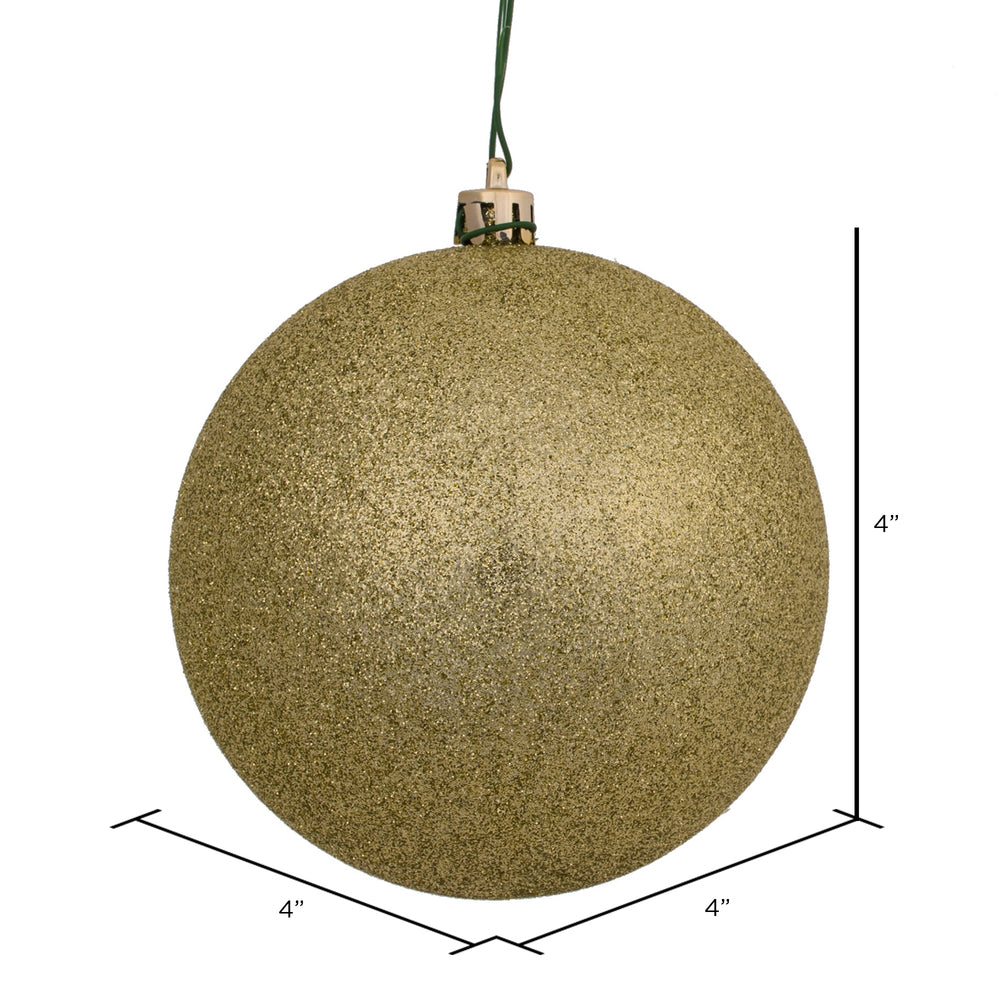 4" Shatterproof Ball Ornament - Champagne - Glitter - UV Treated - Bag of 6 — view 4