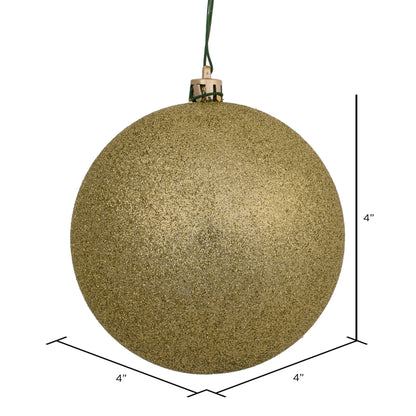 4" Shatterproof Ball Ornament - Champagne - Glitter - UV Treated - Bag of 6 — view 4