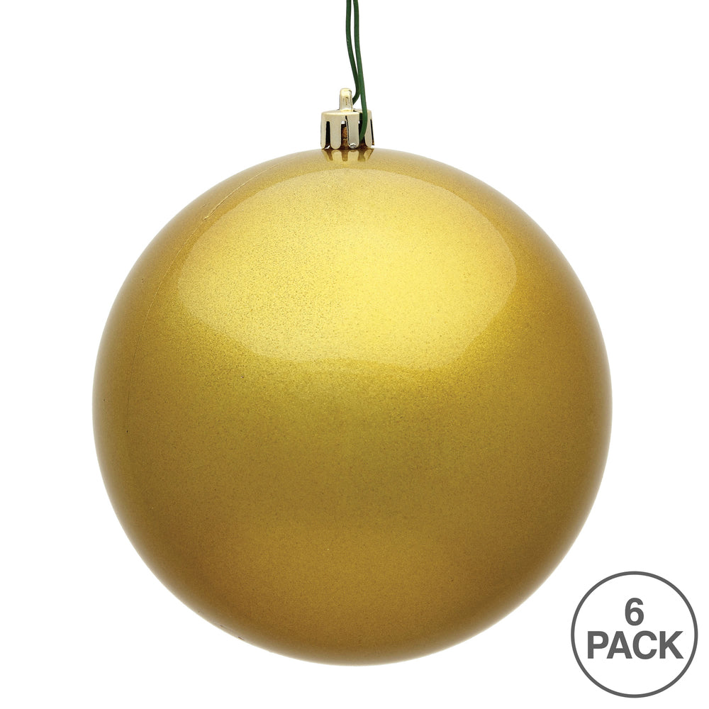 4" Shatterproof Ball Ornament - Gold - Candy - UV Treated - Bag of 6 — view 4