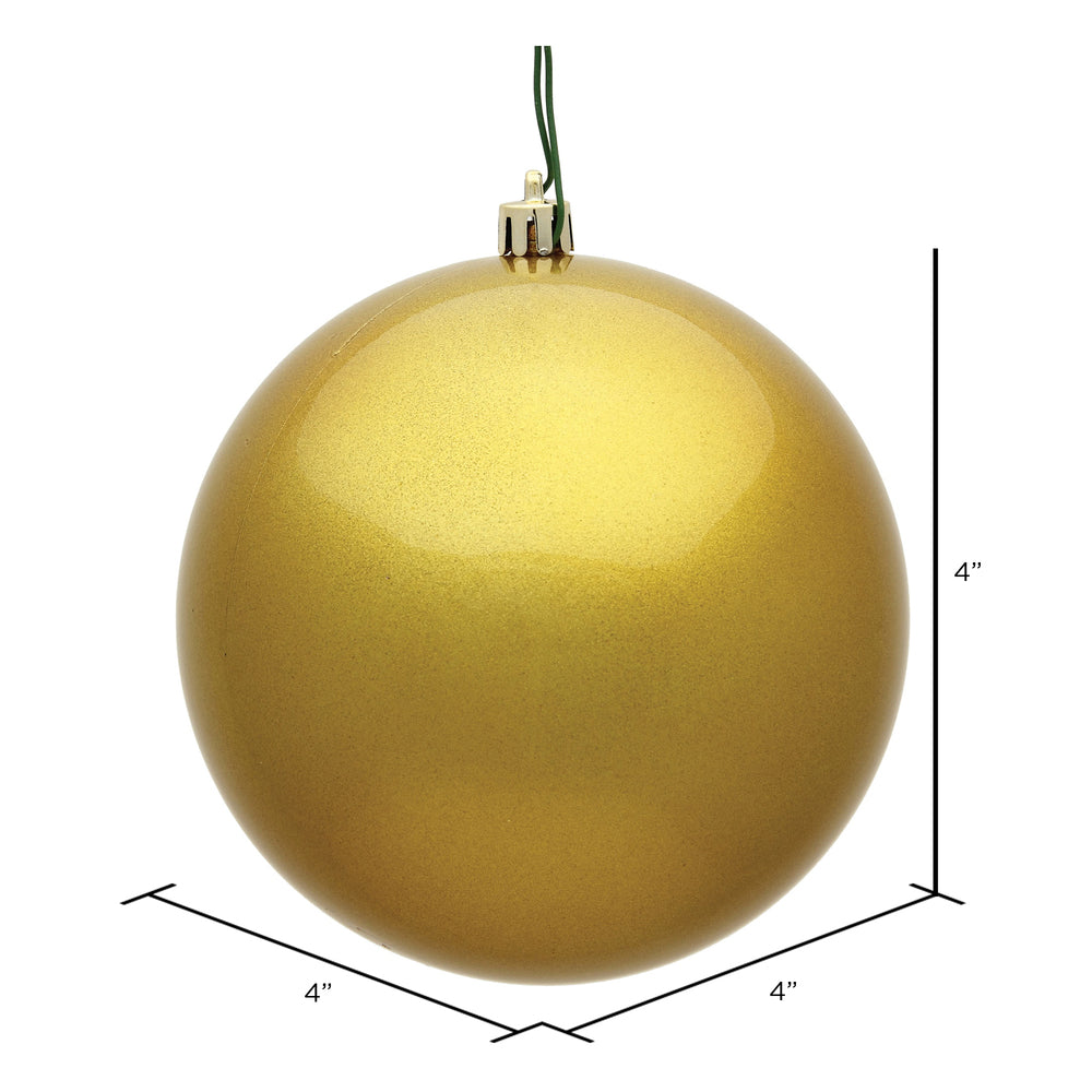 4" Shatterproof Ball Ornament - Gold - Candy - UV Treated - Bag of 6 — view 3