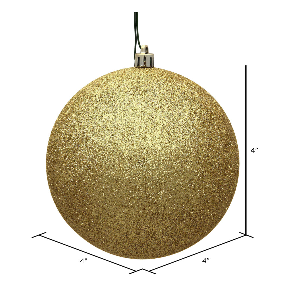 4" Shatterproof Ball Ornament - Gold - Glitter - Bag of 6 — view 2