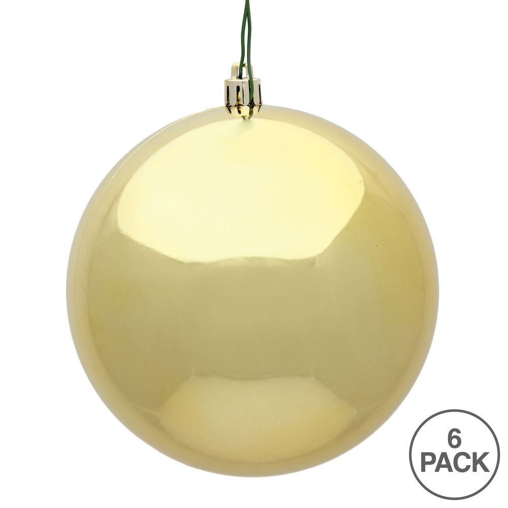 4" Shatterproof Ball Ornament - Gold - Shiny - UV Treated - Bag of 6 — view 4