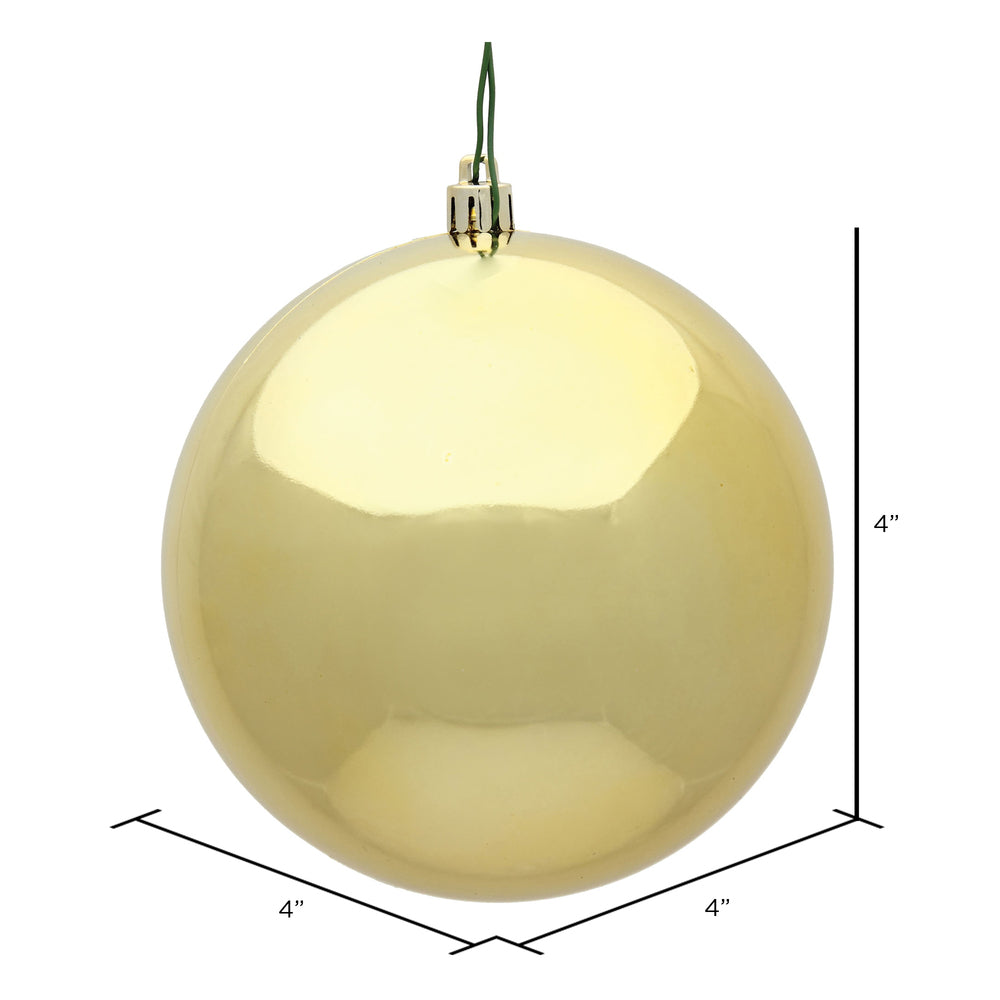4" Shatterproof Ball Ornament - Gold - Shiny - UV Treated - Bag of 6 — view 3
