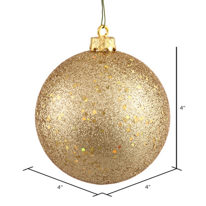 4" Shatterproof Ball Ornament - Gold - Sequin - UV Treated - Bag of 6 — view 3