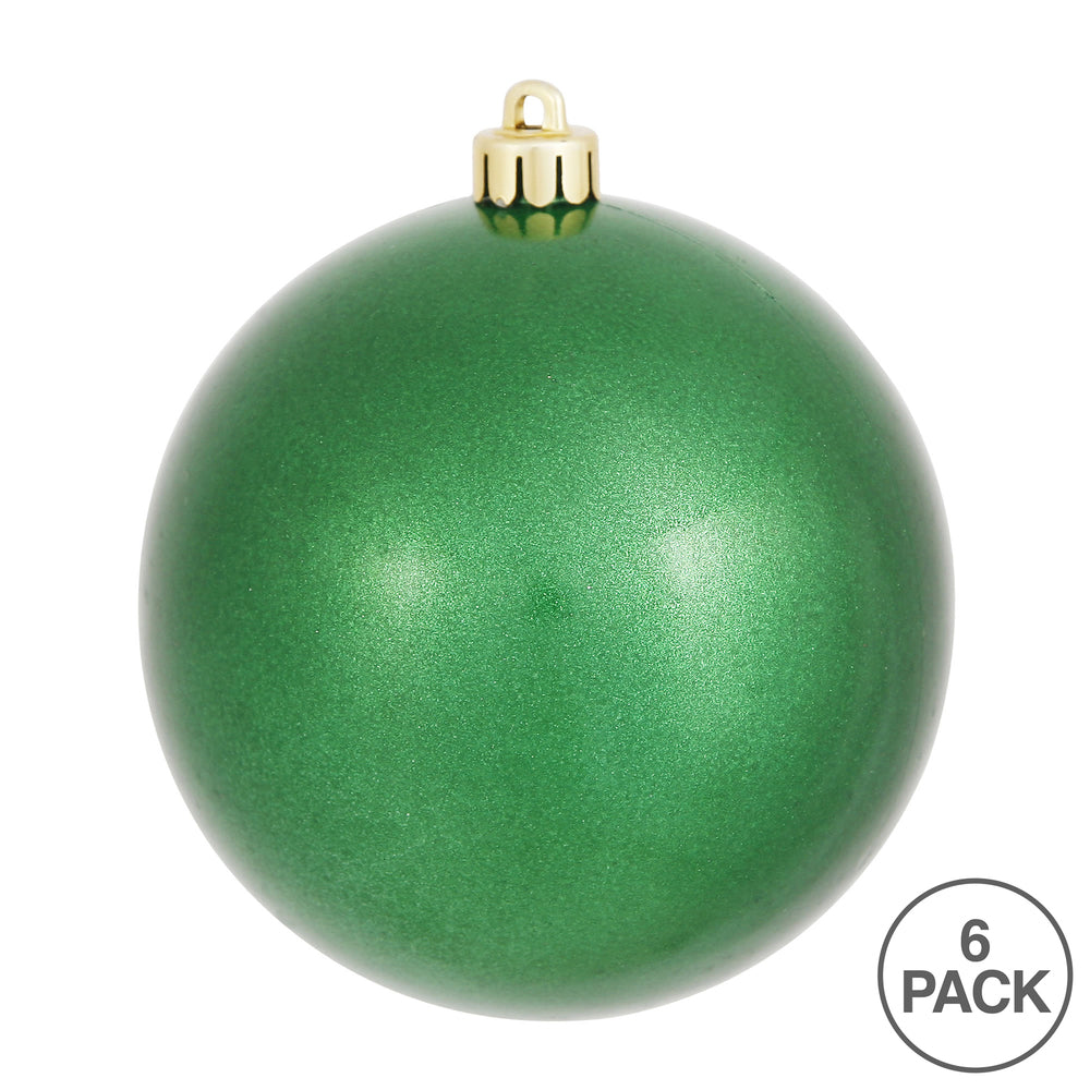 4" Shatterproof Ball Ornament - Green - Candy - UV Treated - Bag of 6 — view 4