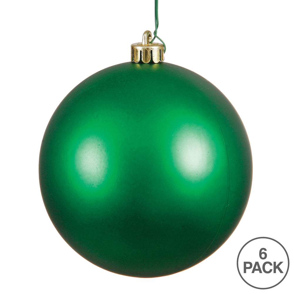 4" Shatterproof Ball Ornament - Green - Matte - UV Treated - Bag of 6 — view 4