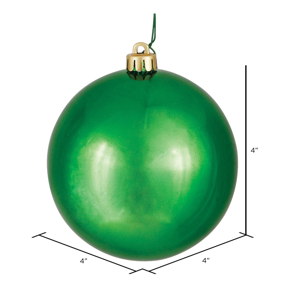 4" Shatterproof Ball Ornament - Green - Shiny - UV Treated - Bag of 6 — view 3