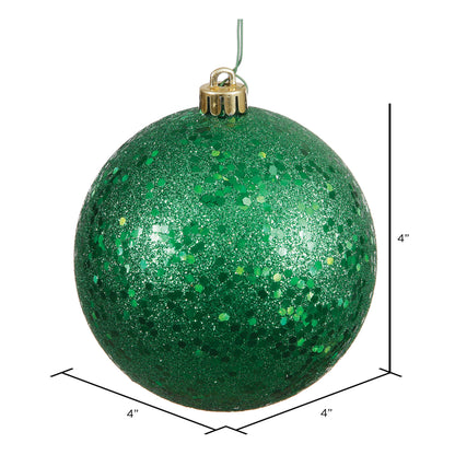 4" Shatterproof Ball Ornament - Green - Sequin - UV Treated - Bag of 6 — view 3
