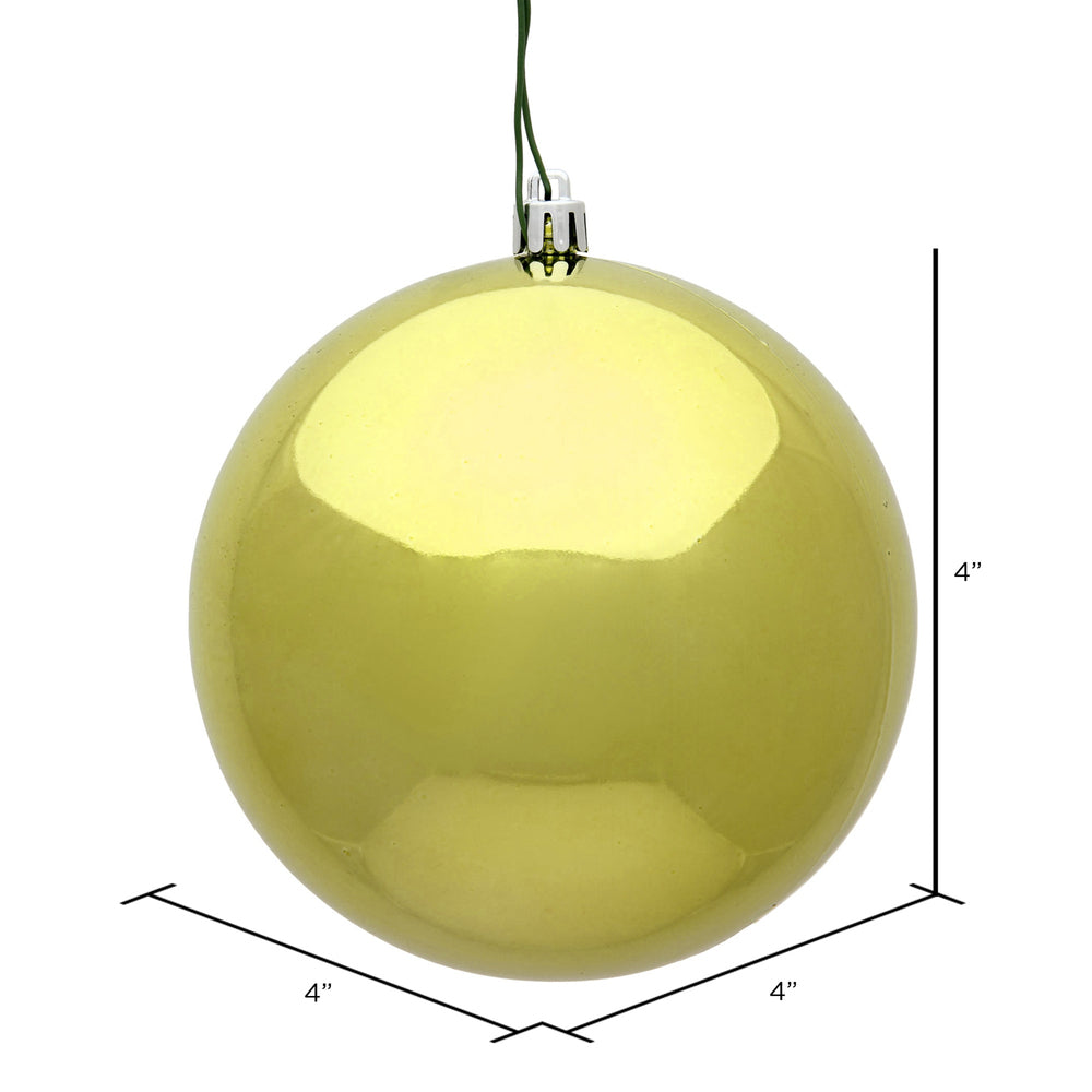 4" Shatterproof Ball Ornament - Lime - Shiny - UV Treated - Bag of 6 — view 3