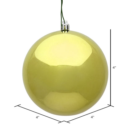 4" Shatterproof Ball Ornament - Lime - Shiny - UV Treated - Bag of 6 — view 3