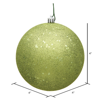 4" Shatterproof Ball Ornament - Lime - Sequin - UV Treated - Bag of 6 — view 3