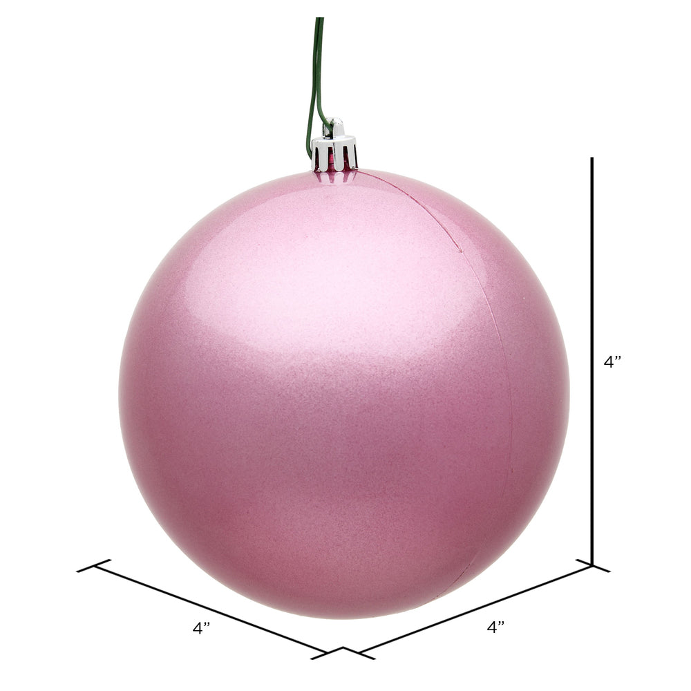 4" Shatterproof Ball Ornament - Pink - Candy  - UV Treated - Bag of 6 — view 3