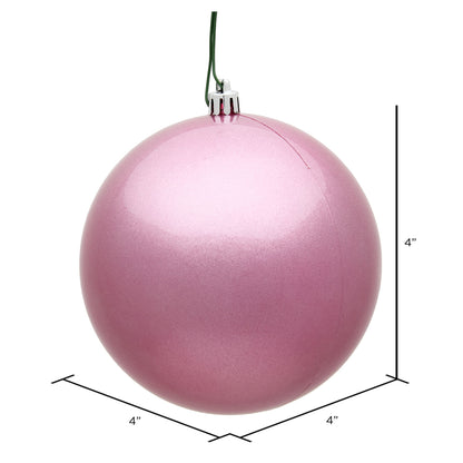 4" Shatterproof Ball Ornament - Pink - Candy  - UV Treated - Bag of 6 — view 3