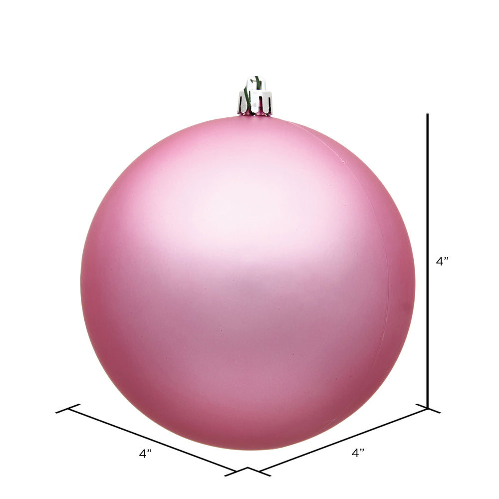 4" Shatterproof Ball Ornament - Pink - Matte - UV Treated - Bag of 6 — view 3