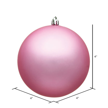 4" Shatterproof Ball Ornament - Pink - Matte - UV Treated - Bag of 6 — view 3