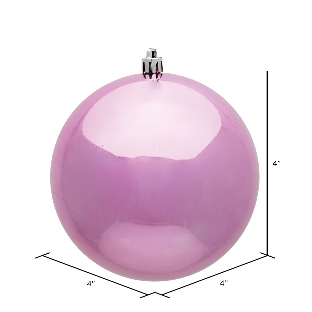 4" Shatterproof Ball Ornament - Pink - Shiny - UV Treated — view 3