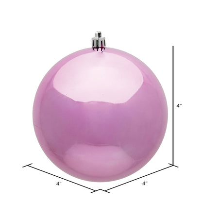 4" Shatterproof Ball Ornament - Pink - Shiny - UV Treated — view 3