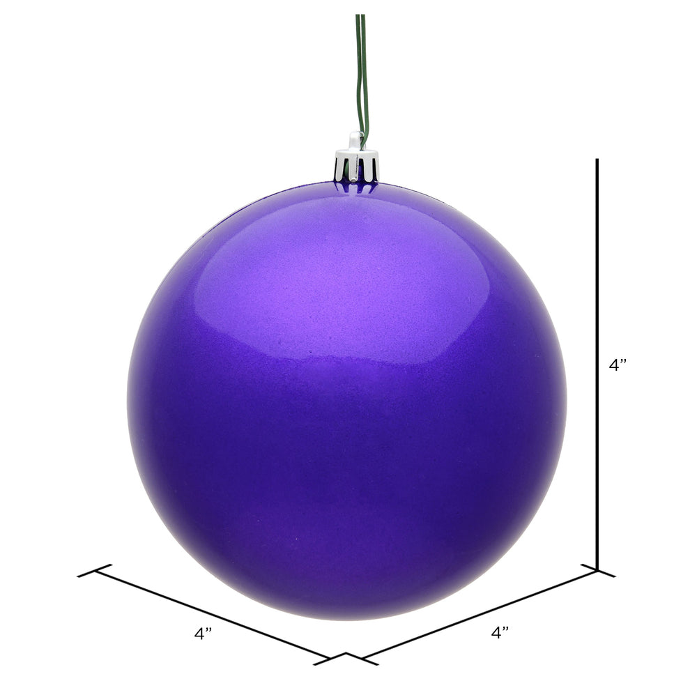 4" Shatterproof Ball Ornament - Purple - Candy - Bag of 6 — view 3