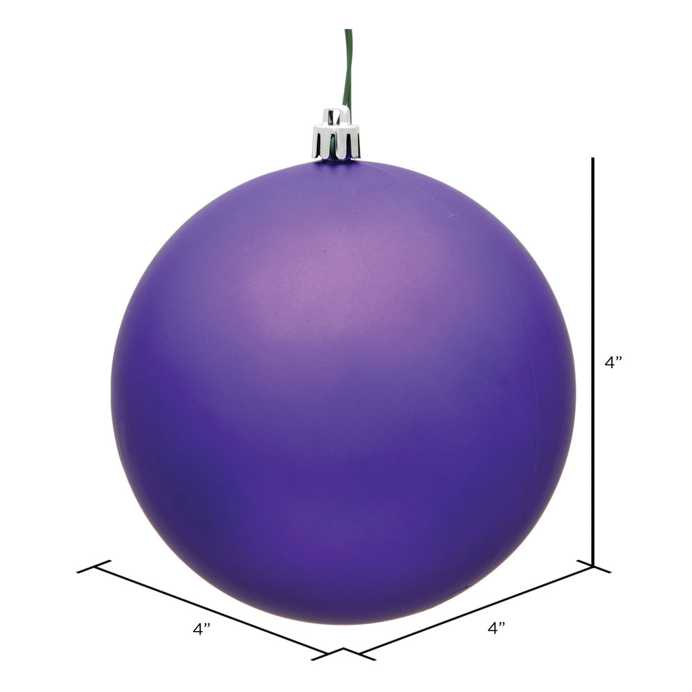 4" Shatterproof Ball Ornament - Purple - Matte - UV Treated - Bag of 6 — view 3