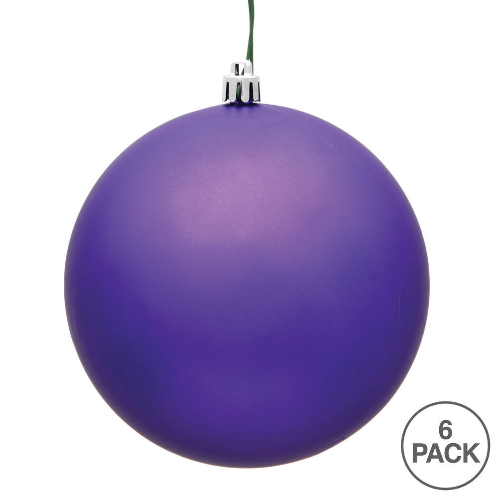 4" Shatterproof Ball Ornament - Purple - Matte - UV Treated - Bag of 6 — view 4