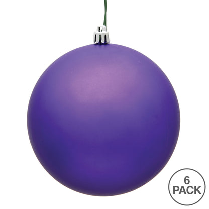 4" Shatterproof Ball Ornament - Purple - Matte - UV Treated - Bag of 6 — view 4
