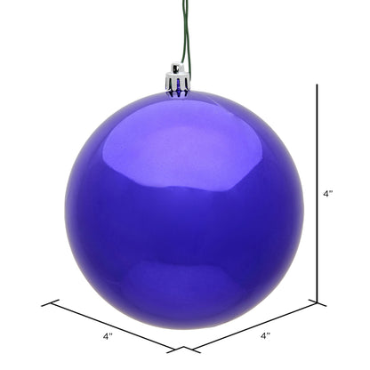 4" Shatterproof Ball Ornament - Purple - Shiny - UV Treated - Bag of 6 — view 3