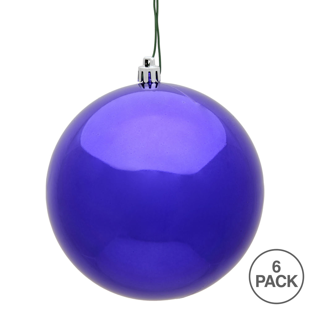 4" Shatterproof Ball Ornament - Purple - Shiny - UV Treated - Bag of 6 — view 4