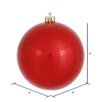 4" Shatterproof Ball Ornament - Red - Candy - UV Treated - Bag of 6 — view 2