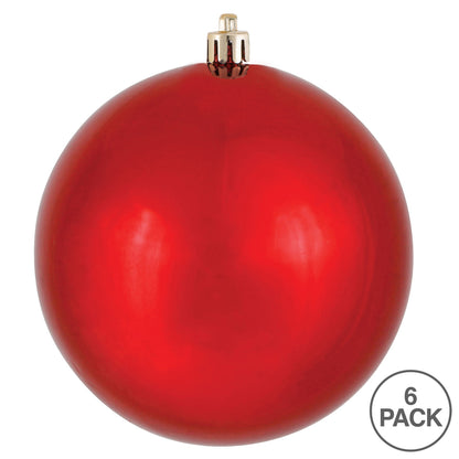 4" Shatterproof Ball Ornament - Red - Shiny - UV Treated - Bag of 6 — view 3