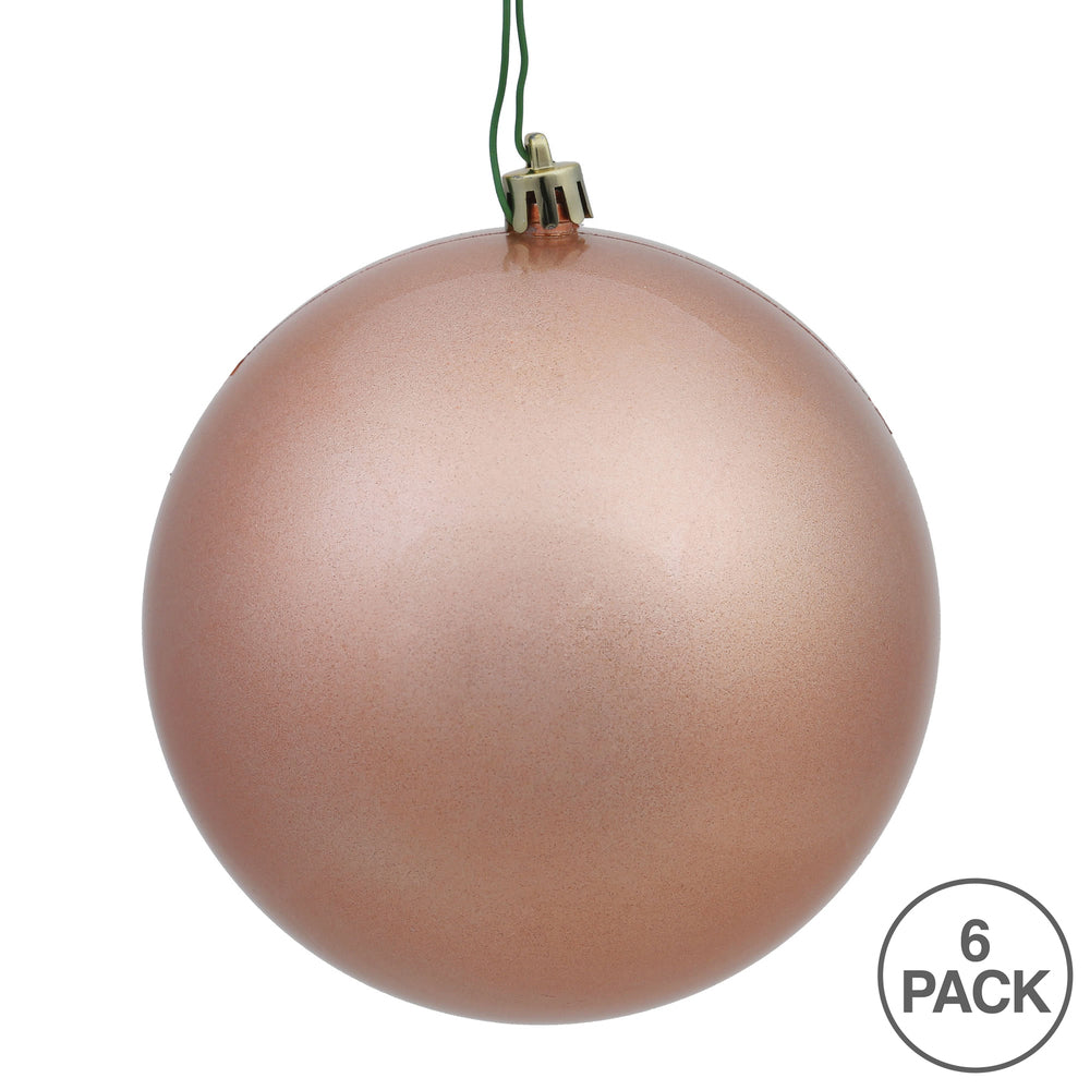 4" Shatterproof Ball Ornament - Rose Gold - Candy - UV Treated - Bag of 6 — view 4