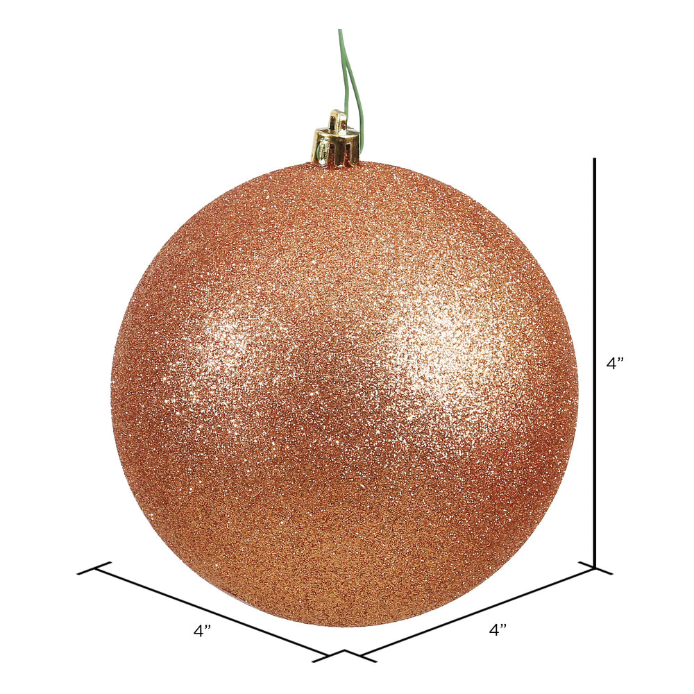 4" Shatterproof Ball Ornament - Rose Gold - Glitter - Bag of 6 — view 3