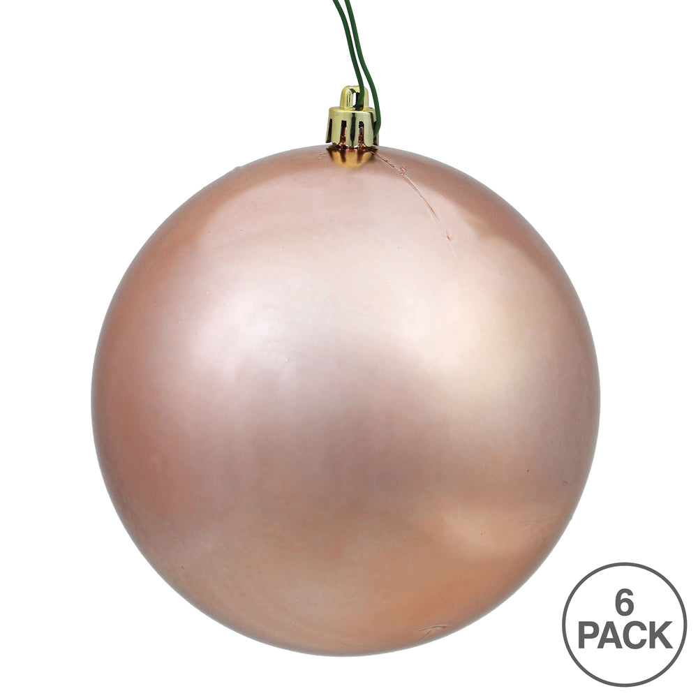 4" Shatterproof Ball Ornament - Rose Gold - Shiny - UV Treated - Bag of 6 — view 4