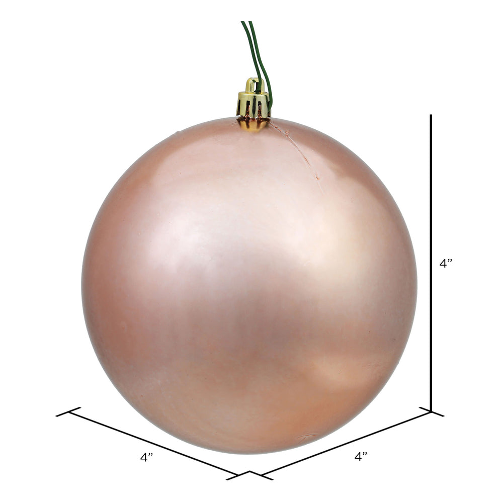 4" Shatterproof Ball Ornament - Rose Gold - Shiny - UV Treated - Bag of 6 — view 3