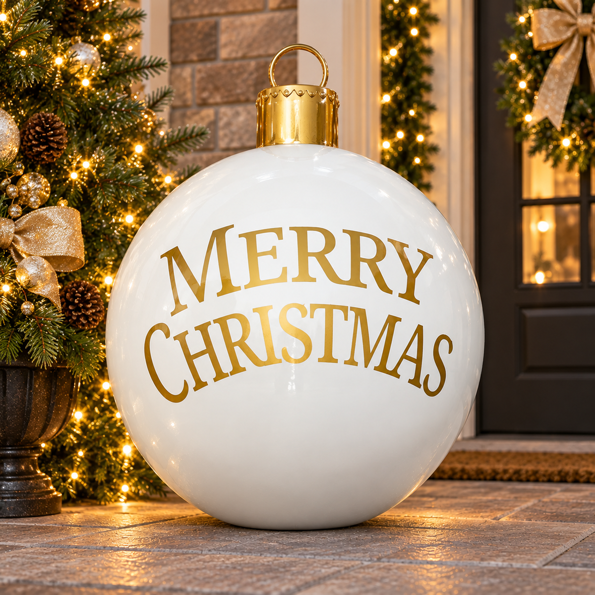 28" Ornament Resin Display - With Merry Christmas - White — view 2