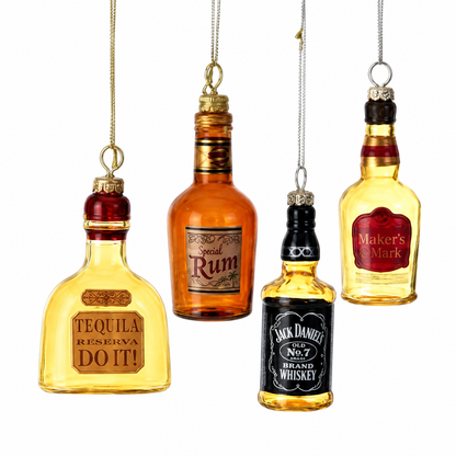 3.5" Glass Liquor Bottle Ornament - Set of 4 — view 1