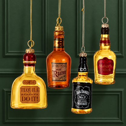3.5" Glass Liquor Bottle Ornament - Set of 4 — view 2