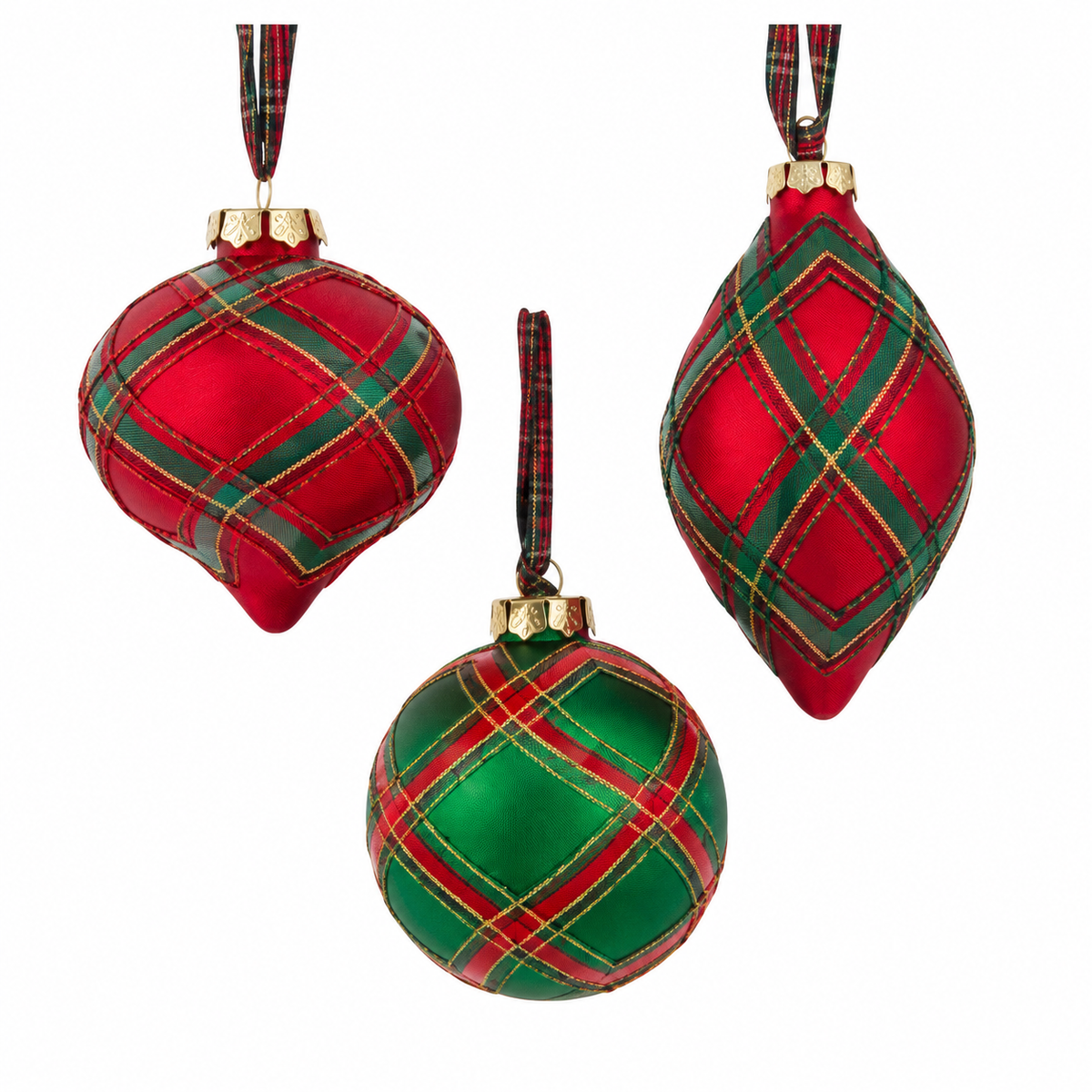 Red/Green Plaid Ball Onion & Finial Ornament Assortment — view 1