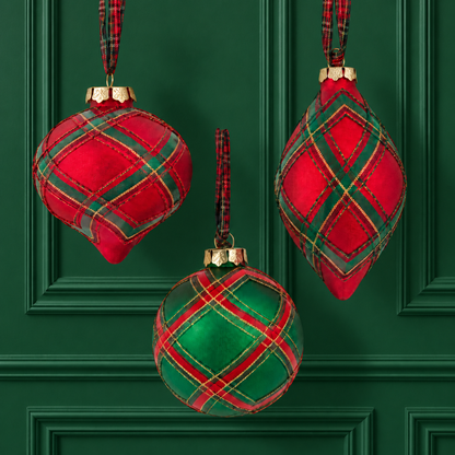 Red/Green Plaid Ball Onion & Finial Ornament Assortment — view 2