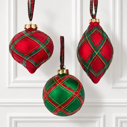 Red/Green Plaid Ball Onion & Finial Ornament Assortment — view 3
