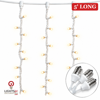 5' Warm White 5MM Socket Drop - White Wire — view 1