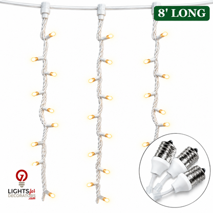 8' Warm White 5MM Socket Drop - White Wire — view 1